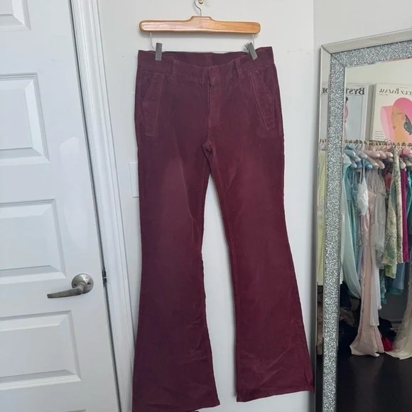 NWT DIESEL Women's Wine Red Corduroy Flare Pants y2k hippy boho 29 - Picture 3 of 10